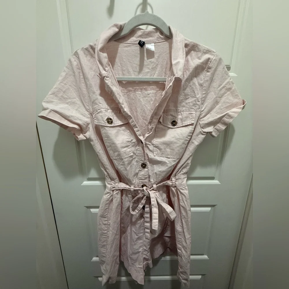 H&M. Pink Utility Romper. Size Small.